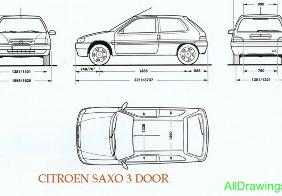 Citroen Saxo - drawings (drawings) of the car